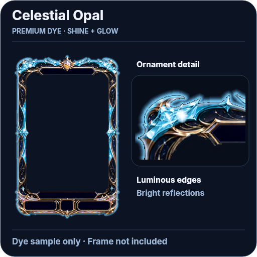 Celestial Opal Premium Dye material sample with a prismatic glow