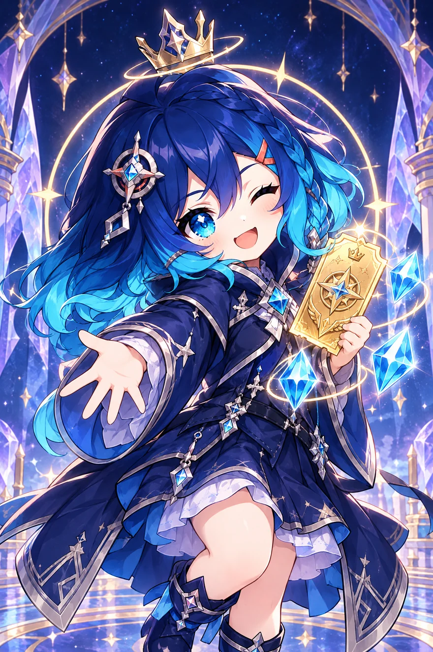 Suicaptor’s mascot presents a glowing gold Royal Pass surrounded by blue gems