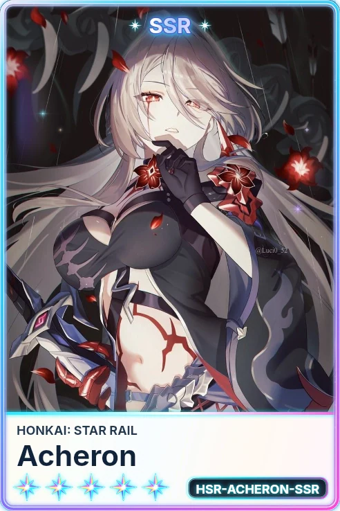 Five-star SSR Acheron card rendered by Suicaptor